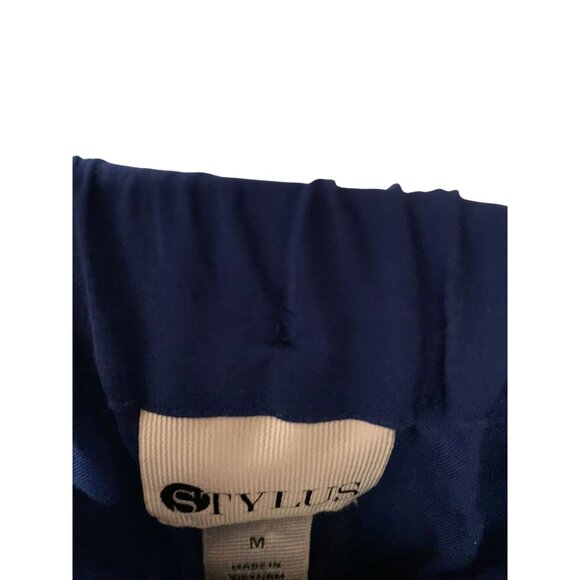 Stylus Womens SIze Medium Pull On Jogger Pants Blue Rayon Pockets Waist Tie - Picture 3 of 4